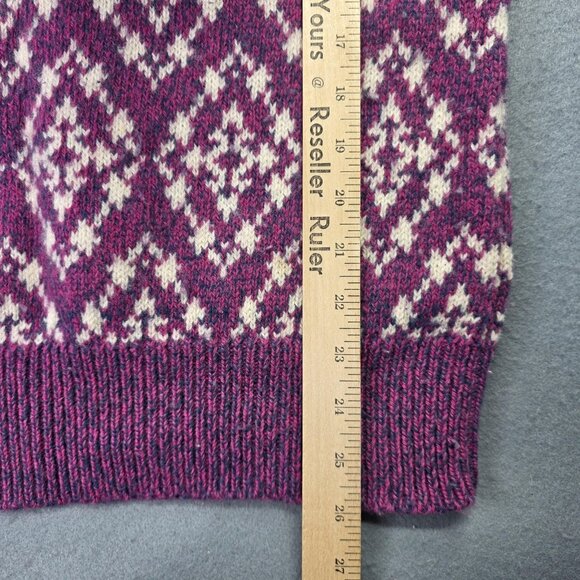 Vintage Woolrich Sweater Womens L Pink Blue Wool Fair Isle Diamond Boatneck 90s - Picture 7 of 8